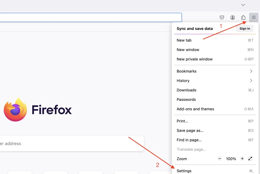 FireFox settings