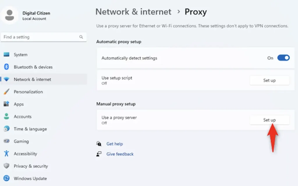 Proxy setting