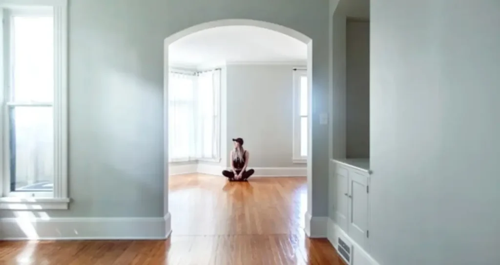 Person in an empty home