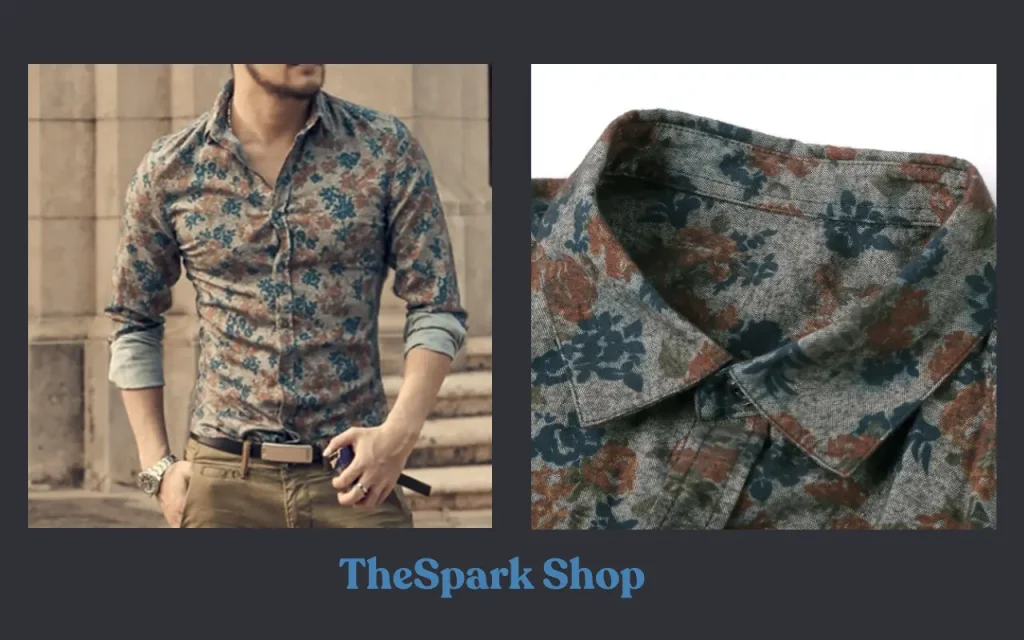 The Spark Shop Flower Style Casual Men Shirt 