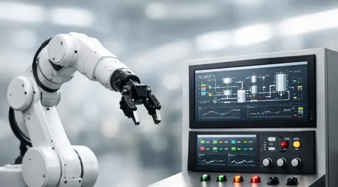 Expert Automation as a Methodology for Optimizing Industrial Control Systems Robotic arm beside industrial control panel