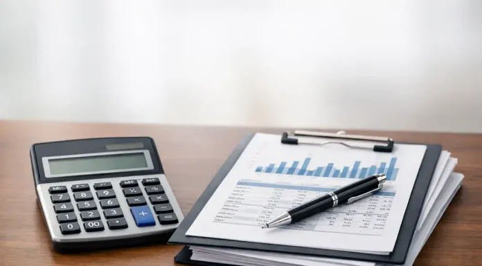 Fractional Bookkeeping for Small Service Businesses Calculator and financial report on clipboard