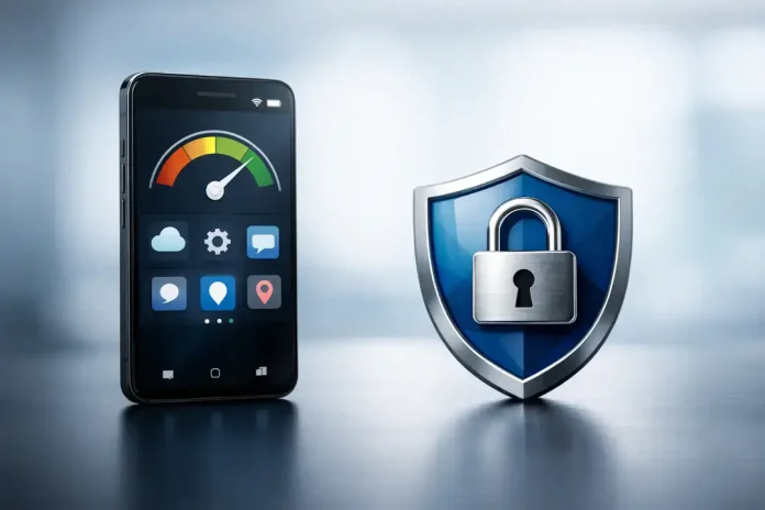 Smartphone with security shield and lock