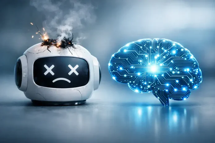 1775028962111_6788 Broken robot head beside glowing AI brain