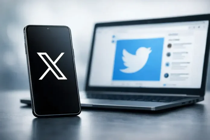 1777096340198_7050 Phone with X logo beside Twitter laptop