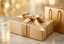 Luxury Gift Ideas Gold gift box with ribbon bow