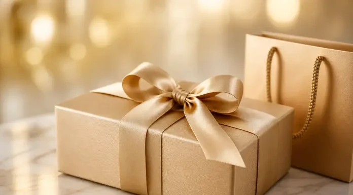 Luxury Gift Ideas Gold gift box with ribbon bow